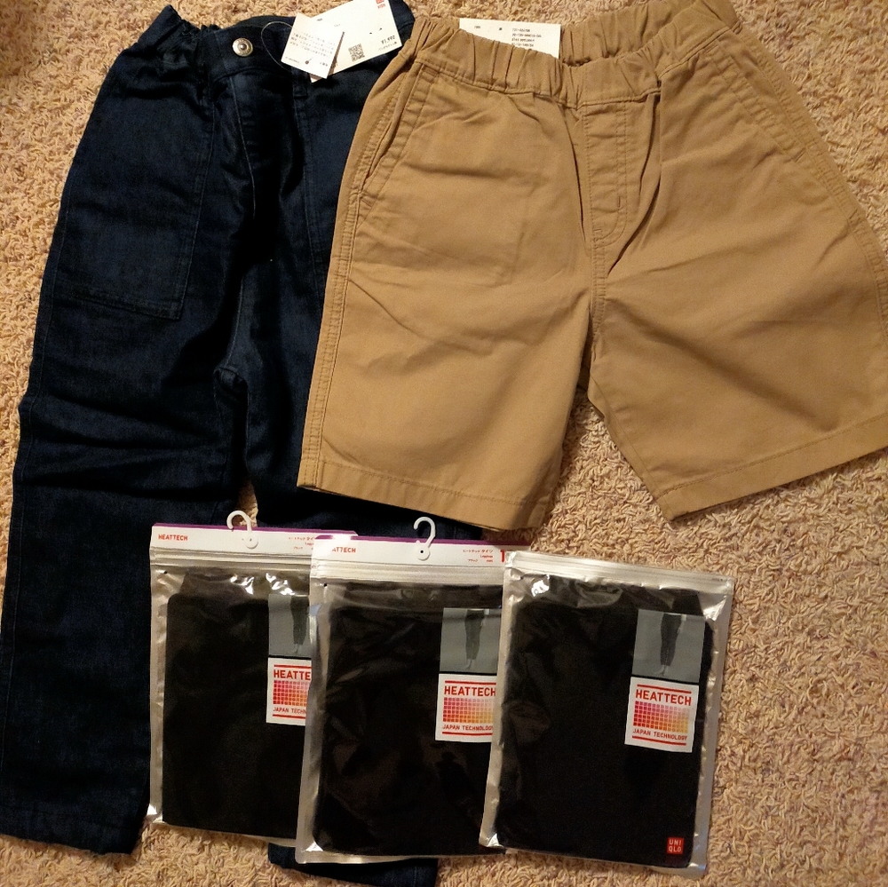 uniqlo kids bottoms bundle S 120cm Jeans shorts heattech leggings  New uniform